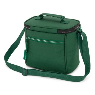 Bolsa térmica verde com alça e fecho de zíper