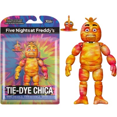 Figura de ação Tie-Dye Chica da Five Nights at Freddy's em embalagem colorida