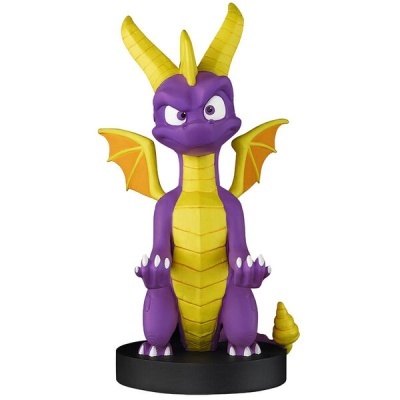 Figura de dragão roxo e amarelo com asas em base preta