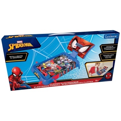 Caixa azul de fliperama eletrónico Marvel Spider-Man com luzes e sons