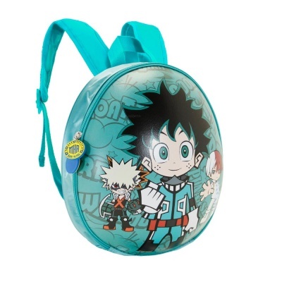 Mochila infantil azul com estampa de personagens de desenho animado