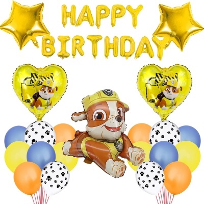 Balões de festa com tema canino e mensagem Happy Birthday