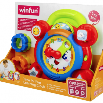 Relógio educativo infantil colorido em embalagem