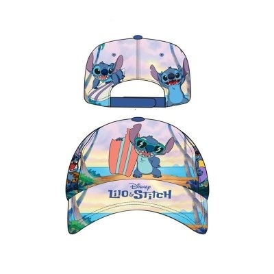Boné colorido Disney Lilo & Stitch com Stitch e cenário de praia.