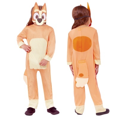 fato de criança esquilo laranja e bege com máscara e cauda