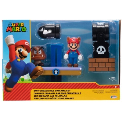 Conjunto diorama SwitchBack Super Mario com figuras e acessórios em embalagem