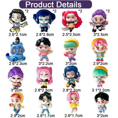 Figuras cartoon coloridas de personagens com dimensões em centímetros