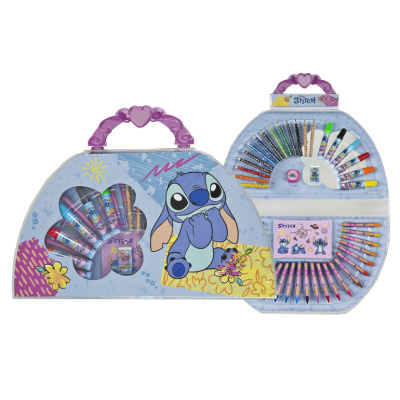 Estojo de desenho Stitch com canetas, lápis e marcadores coloridos