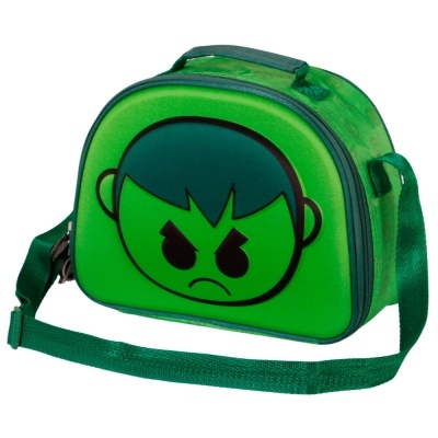 Bolsa verde com desenho de cara zangada e alça ajustável