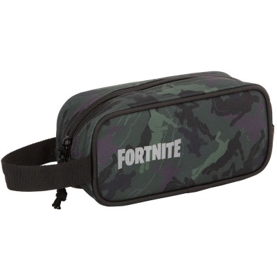 Estojo escolar camuflado com inscrição FORTNITE