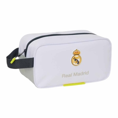 Necessaire branca do Real Madrid com fecho preto e alça preta