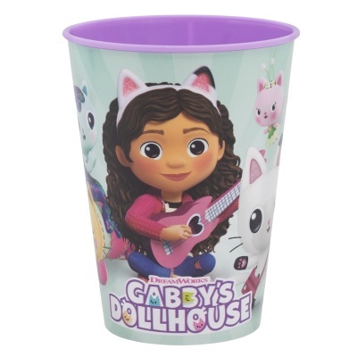 Copo infantil de plástico com personagens coloridas da série Gabby's Dollhouse