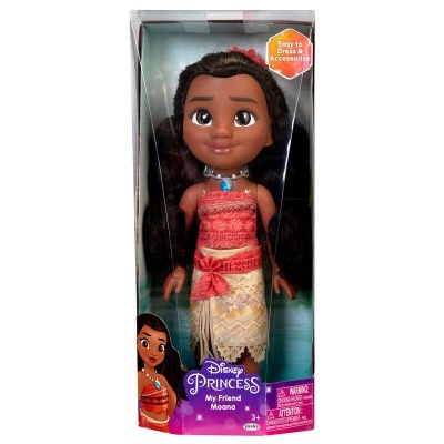 Boneca Disney Princesa Moana em embalagem com vestido vermelho e bege