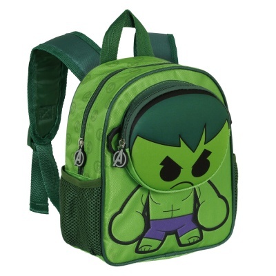 Mochila infantil verde com estampa do Hulk cartoon