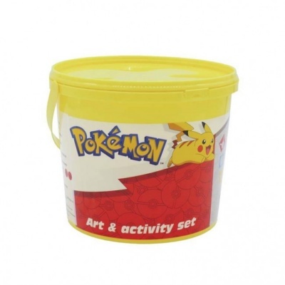 Baldes de plástico amarelos com etiqueta Pokémon Art & activity set
