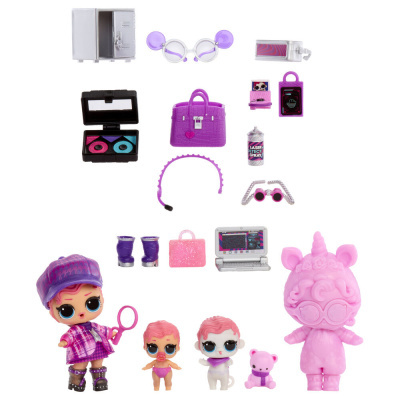 Conjunto de bonecos LOL Surprise com acessórios coloridos rosa e roxo