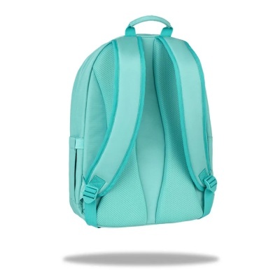 Mochila azul claro vista de trás com alças almofadadas