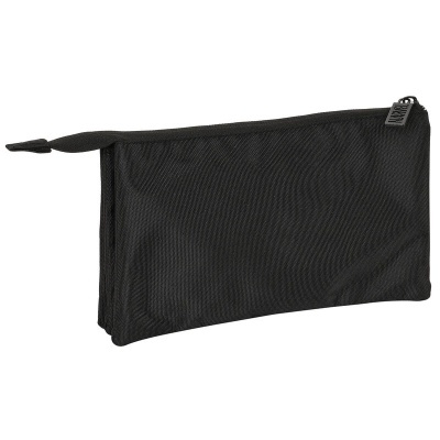 Estojo preto de tecido com fecho de correr