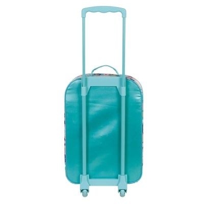 Mala de viagem azul claro com roda e pega extensível