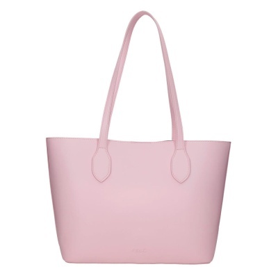 Mala de ombro rosa com alças largas e detalhe enso