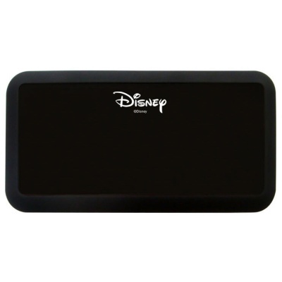 Tapete retangular preto com o logo Disney branco no centro