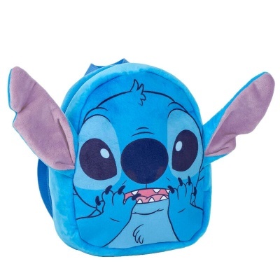 Mochila infantil azul do personagem Stitch com orelhas cor de rosa