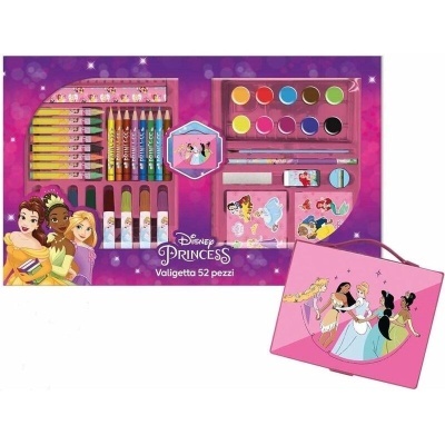 Conjunto de material artístico Disney Princess com 52 peças em embalagem rosa