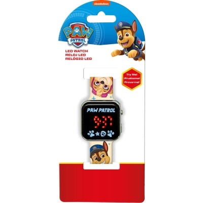 Relógio LED infantil PAW Patrol com bracelete rosa e bege e mostrador digital