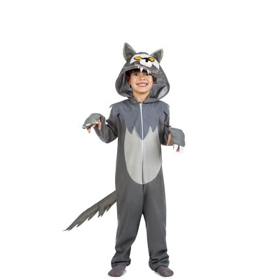 Fato de lobo cinzento para criança com capuz e rabo
