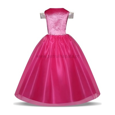 Vestido infantil rosa com saia rodada e parte superior de veludo