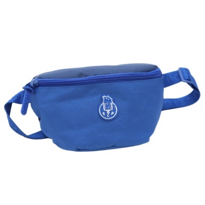 Bolsa azul com logótipo FCP e fecho de correr