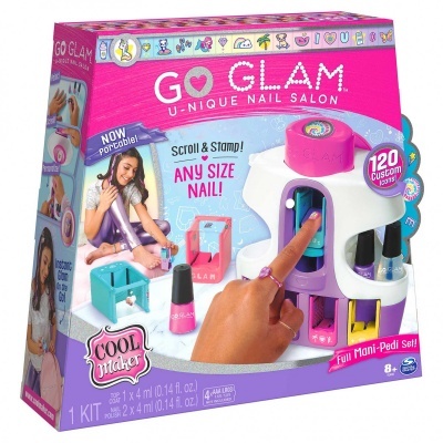 Caixa do kit de manicure GO GLAM com carimbador e vernizes coloridos