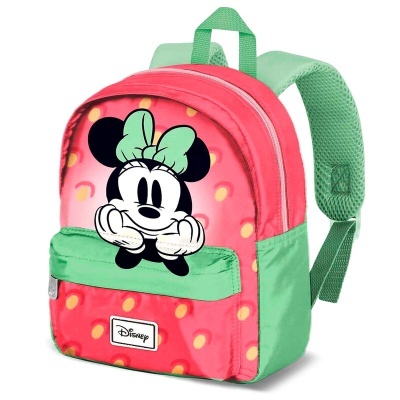 Mochila infantil Disney com imagem da Minnie Mouse em rosa e verde
