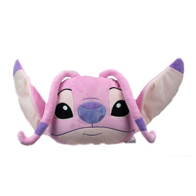 Almofada de peluche rosa e lilás do personagem Stitch com orelhas grandes