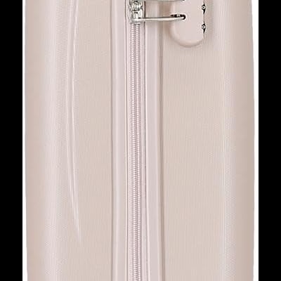 Mala de viagem rígida rosa claro vista de lado