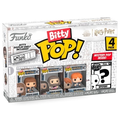 Caixa Funko Pop! Harry Potter com 4 figuras Bitty Pop! e display incluído.