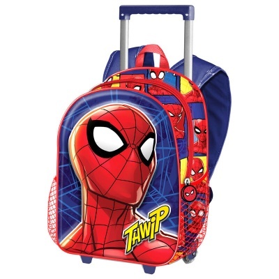 Mochila com carrinho e tema do Homem-Aranha com alça extensível e bolsos laterais