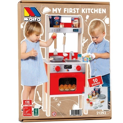 Coffret com cozinha de brincar Molto My First Kitchen com peças e crianças