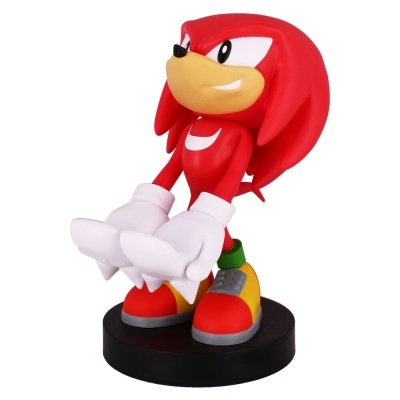 Estatua do personagem Knuckles do Sonic em plástico colorido sobre base preta