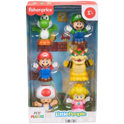 Conjunto figuras Fisher-Price Little People My Mario com personagens Nintendo em caixa