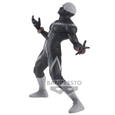 Figura colecionável de personagem com fato preto e branco e touca branca