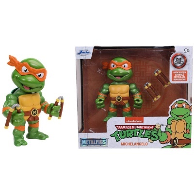Figura metálica articulada Michelangelo Teenage Mutant Ninja Turtles com embalagem