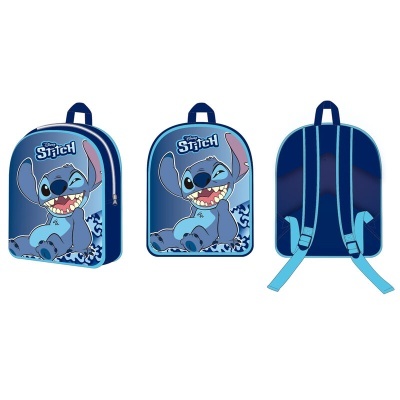 Mochila azul com personagem Stitch e texto Disney Stitch