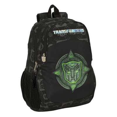 Mochila preta Transformers com símbolo verde dos Autobots
