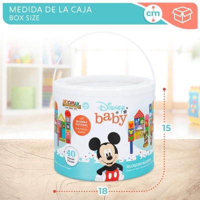 Embalagem redonda de brinquedo de madeira Disney Baby com Mickey Mouse