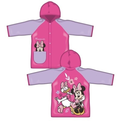 Casaco infantil rosa e lilás com capuz e estampas da Minnie e Margarida