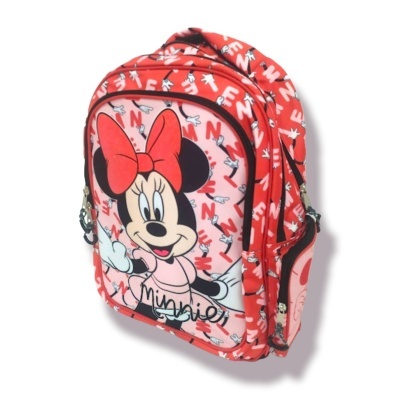 Mochila infantil vermelha com estampa da Minnie Mouse