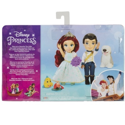 Jogo de bonecos Disney Princess Ariel e Eric com pets em embalagem colorida