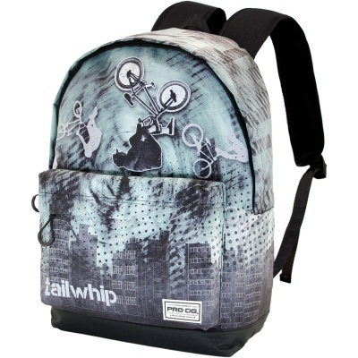 Mochila urbana com design de ciclista em bicicleta, alças pretas acolchoadas