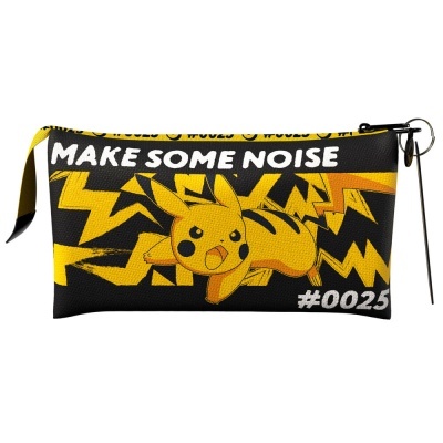 Estojo com design de Pikachu e texto MAKE SOME NOISE